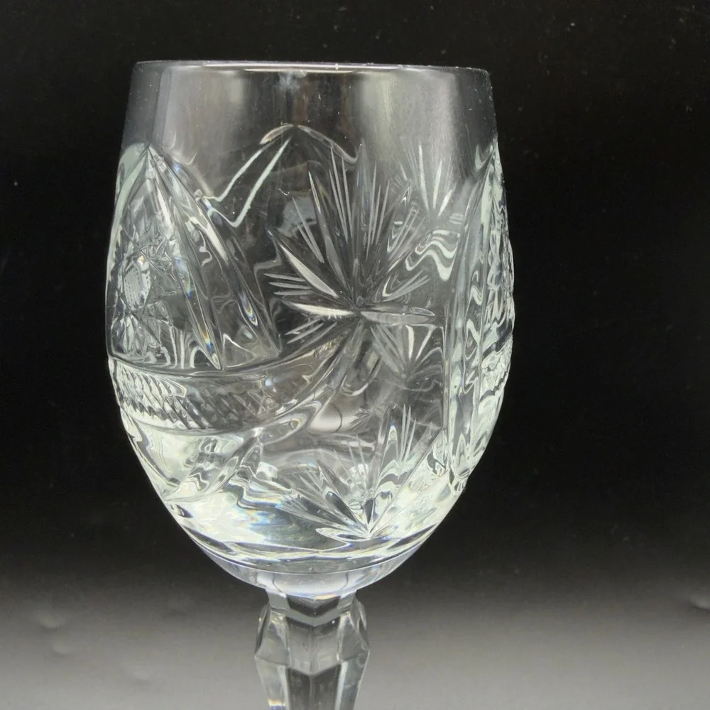 Set of 4 Vintage Nachtmann Lead Crystal Wine‎ Glasses Star Fan Pattern